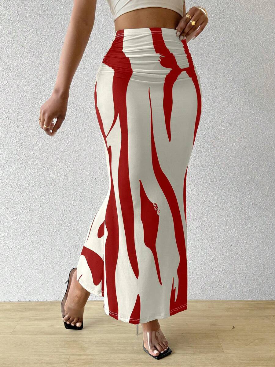High Waisted Pencil Skirt Slimming Zebra Print Fishtail Design Comfortable Fit Perfect for Parties and Events
