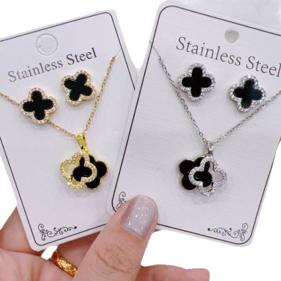 Cross-border explosions 2024 diamond necklace earrings suit Europe and the United States simple Joker clavicle chain factory wholesale direct batch