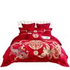 High-End Chinese Dragon and Phoenix Embroider Wedding Four-Piece Set Big Red Wedding Room Dowry Bed Sheetss Quilt Cover Dowry Bedding