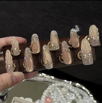 [My Loulan] Purely Handmade Wearable Nails, High-End, Accessible Luxury, White Cat-Eye Boutique Nail Patches