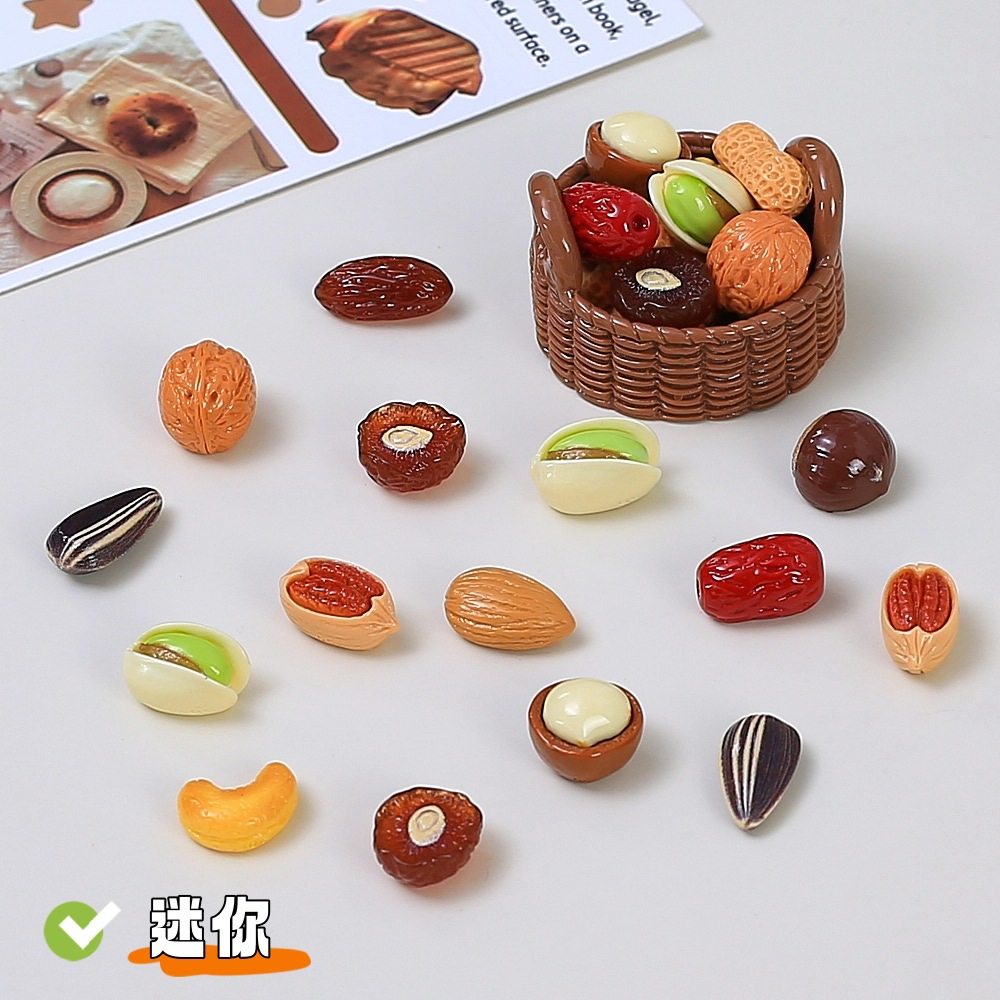 Delicious Mini Nut Food Toys Handmade DIY Cream Glue Accessories Resin Small Accessories Jewelry Hairpin Materials Wholesale