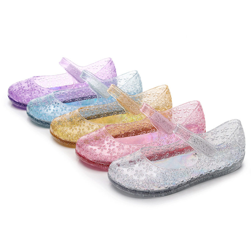 Cross-border new girls' jelly sandals colorful closed toe simple Princess beach shoes baby PVC sandals wholesale