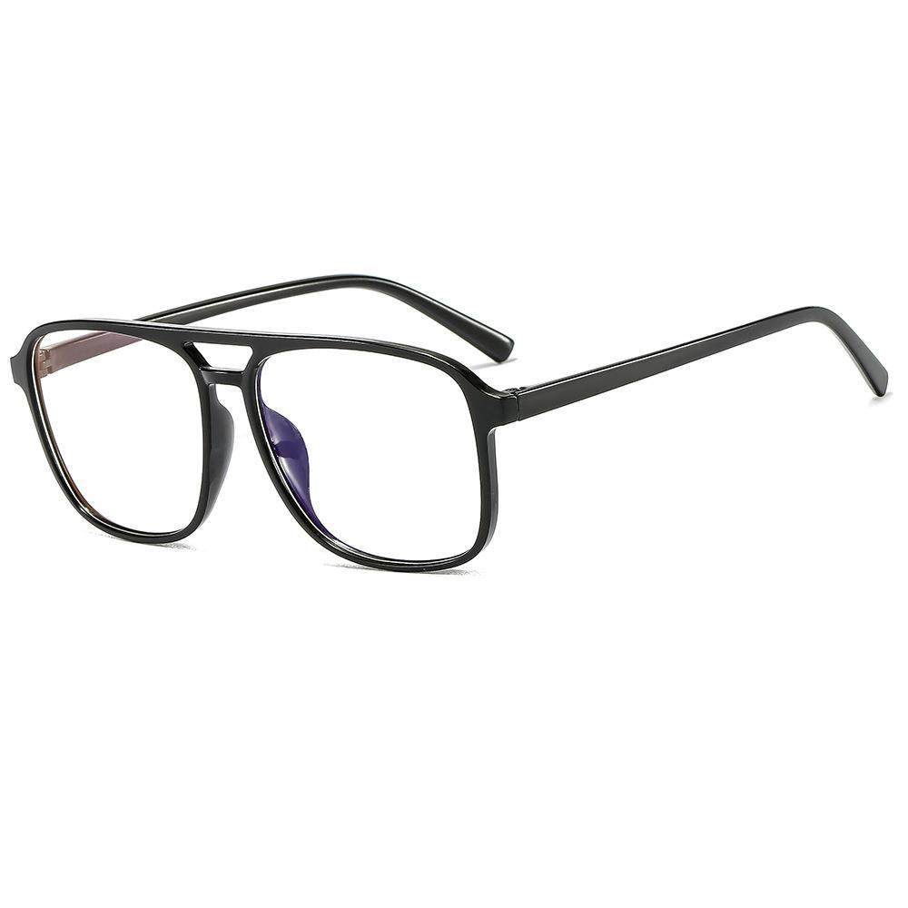 Men's and women's fashionable large frame plain glasses computer anti-blue light eye protection plastic frame plastic leg glasses women's glasses frame