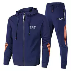 Sports suit Men's Casual Clothing Two-piece Set Spring and Autumn Youth Cardigan Hooded Sweater Jacket Men's Three Bars