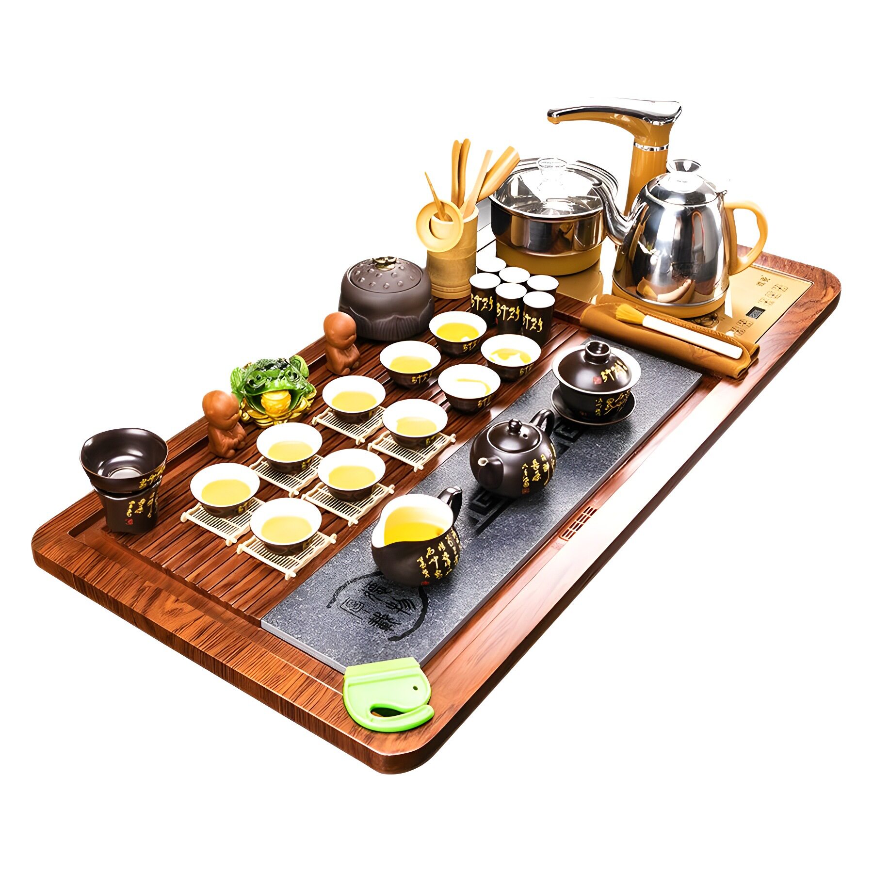 Complete Set of Purple Sand Kung Fu Tea Set suit Household Simple Integrated Solid Wood Tea Tray Tea Table Automatic Electric Tea Stove for Tea