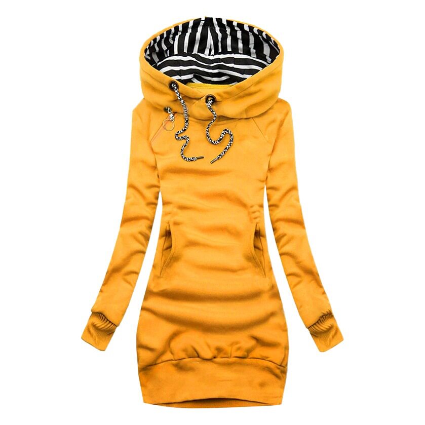 2022 Cross-border Mid-length Women's New Slim-fit Sweater Women's Slimming Casual Autumn and Winter Fashion Hooded Coat Women's Clothing