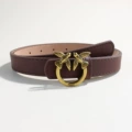 Brown (2.3 wide double swallow antique gold buckle)