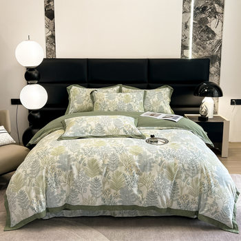 High-end padded sanding autumn and winter four-piece set 80 cotton cotton bed sheets quilt cover American warm bedding