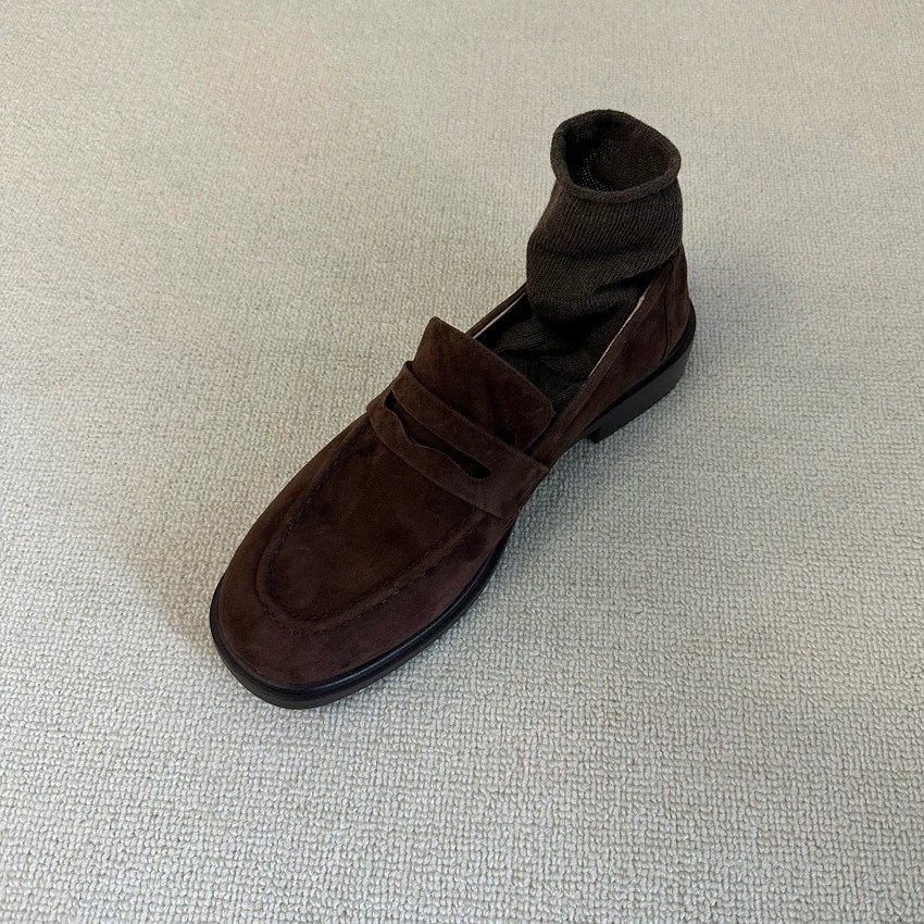 小个子百搭复古绒面简约粗跟乐福鞋女一脚蹬通勤单鞋圆头英伦皮鞋,淘宝优惠券,粉丝福利购,淘宝优惠卷