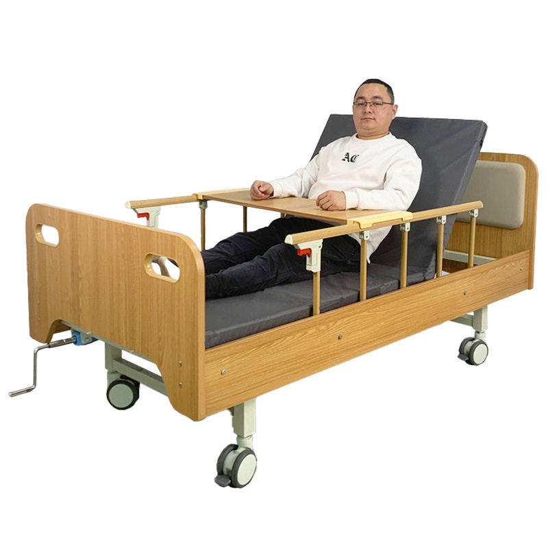 Double Rocking Nursing Bed Nursing Home Nursing Home Elderly Rehabilitation Wooden Nursing Bed Multi-Functional Paralyzed Patient Bed