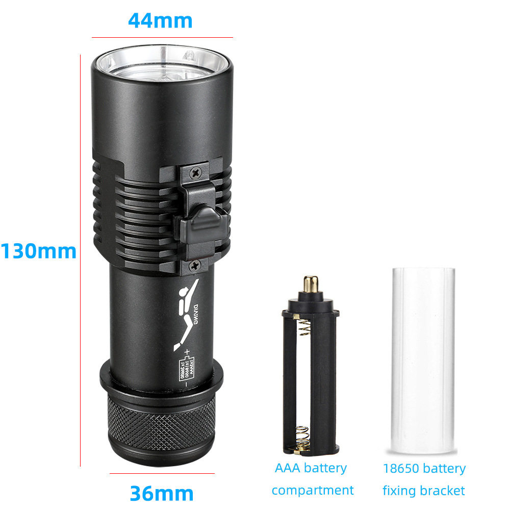 Cross-border new mini P70 diving flashlight LED outdoor 80 meters diving exploration aluminum alloy flashlight