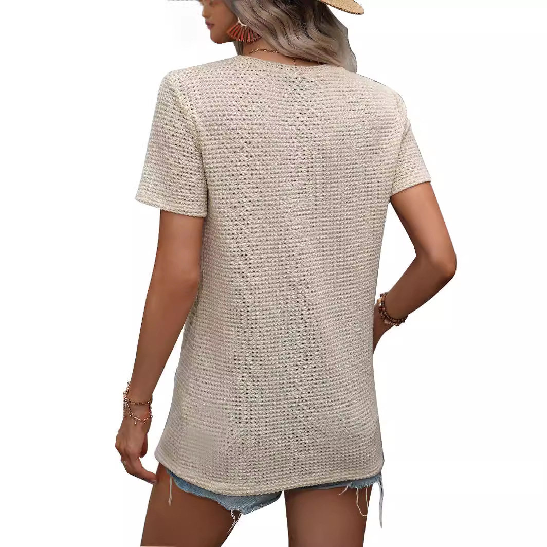 Slim Fit Solid Color T Shirt Womens Casual Style Versatile for Everyday Wear Available for Wholesale