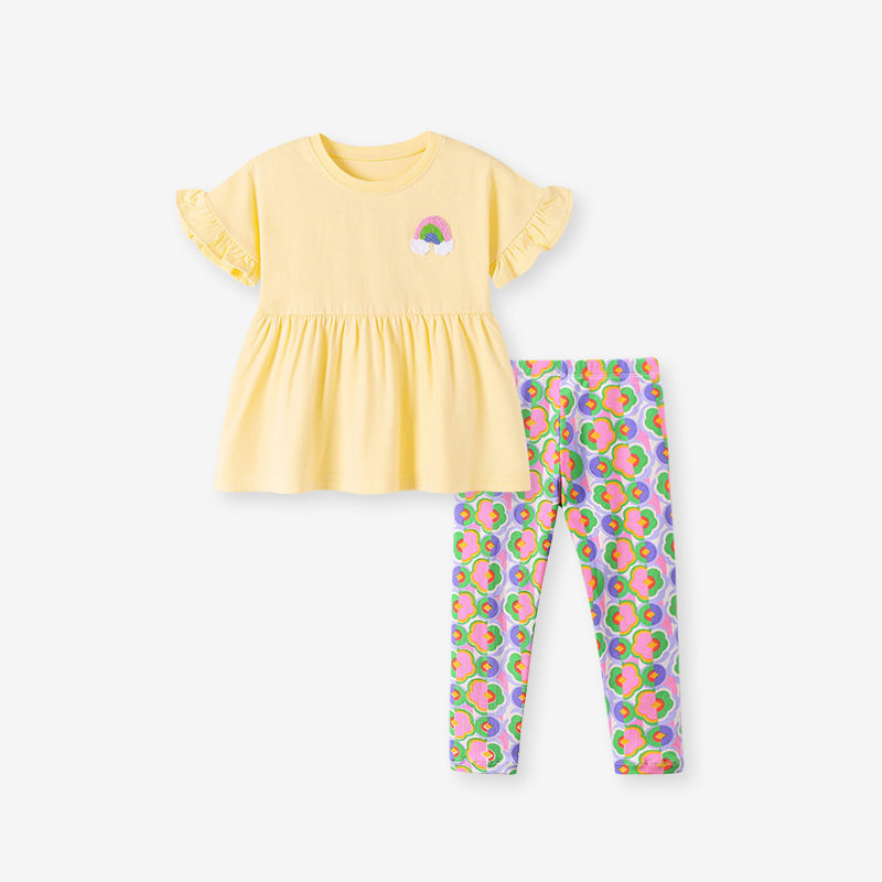 Factory Girls' Set, Summer Short-sleeve Kids' Outfit, Kids' Set Wholesale