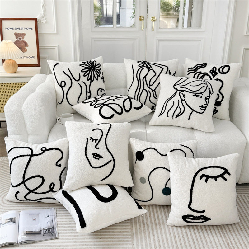 Simple Black and White Checkered Sofa Nordic Style Pillow Cushion Polka Dot Pumpkin Cute Light Luxury B&B Living Room Cushion