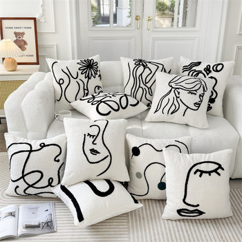 Simple Black and White Checkered Sofa Nordic Style Pillow Cushion Polka Dot Pumpkin Cute Light Luxury B&B Living Room Cushion