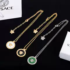 Versace Beauty Head Multi-Color Resin Round Pendant Collarbone Chain Simple Fashion Everyday Versatile High-End Necklace