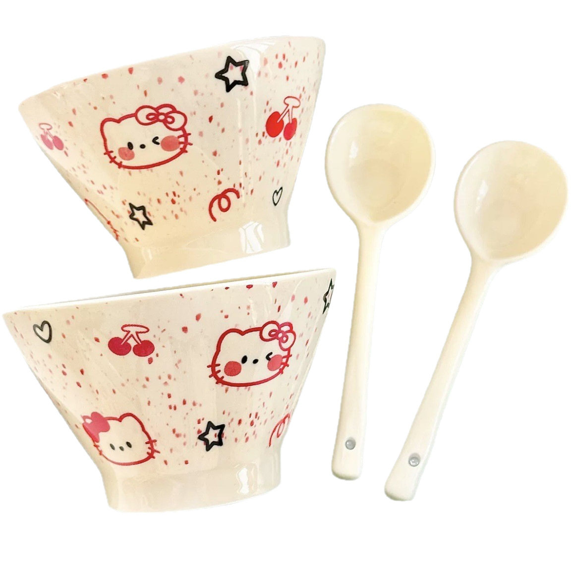 Japanese-Style Cartoon 5inch Ceramic Bowl Conical Bowl High-Value Internet-Famous Rice Bowl Household Rice Bowl Fruit Bowl Yogurt Bowl