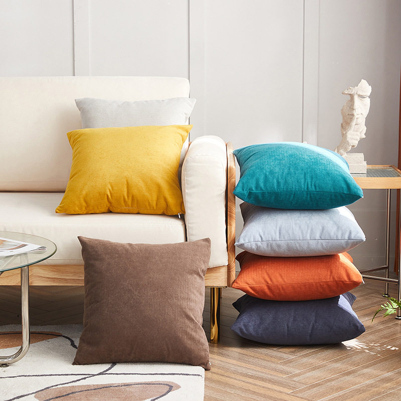 Modern Light Luxury Style Pillow Case Living Room Sofa Cushion Solid Color Pillow Chair Large Backrest Office Waist Pillow Case