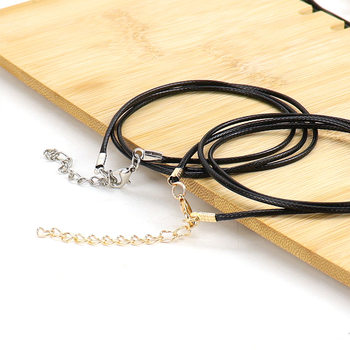 Cross-border supply of hand-woven silver gold leather cord necklace lobster clasp wax cord leather cord jewelry