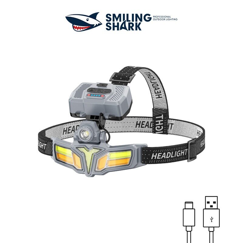 Cross-Border New Outdoor Lighting Strong Light Induction Headlight Super Bright Night Fishing Head-Mounted Work Light Lightweight Rechargeable Extra Long
