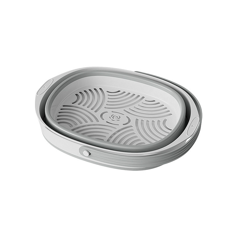 Foldable Drain Basket Vegetable Washing Basin Household Double-Layer Kitchen Drain Basket Large Vegetable and Fruit Washing Basin Drain Basket