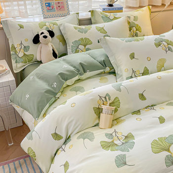 Ins Fresh Cotton 100 Bed Four-piece Set Household Pastoral Small Floral Cotton Quilt Cover Bed Sheet Three-piece Set