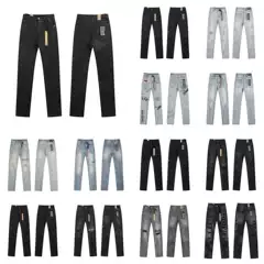 Ksubi Trendy Purple New Am Splash Print High Street Retro Ripped Casual Men's and Women's Slim Jeans