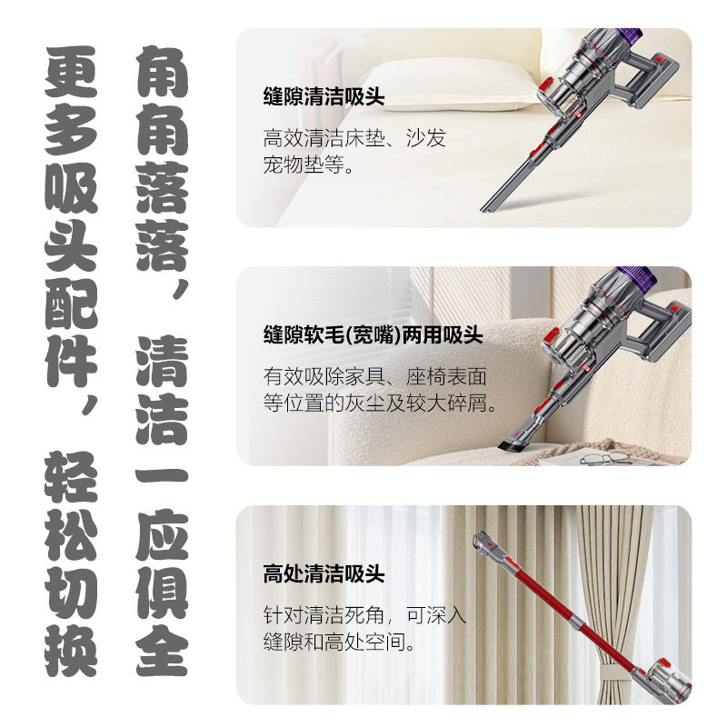 Cross-Border Cordless 700W Vacuum Cleaner for Home Use, High Suction Power, High Power, Multi-Functional Handheld Vacuum Cleaner