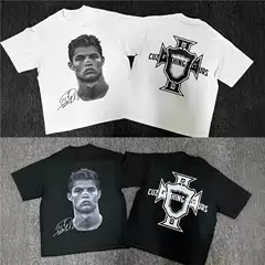 Football Short-Sleeved Printed Distressed Fashion Ronaldo Yano 2025 Cotton Cristy Men's Shirt t