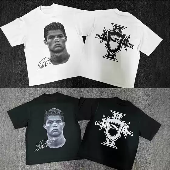 Football Short-Sleeved Printed Distressed Fashion Ronaldo Yano 2025 Cotton Cristy Men's Shirt t
