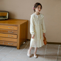 Han Edition Childrens Clothing Early Autumn Long Sleeve Girl Lace Girl Lace Dress Princess Dress Princess Dresses Big Child Dresses Chopped Flowers Long Skirt Performance Fairy