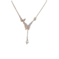 silver-micro-inlaid zircon butterfly hanging pearl (thick gold plating)