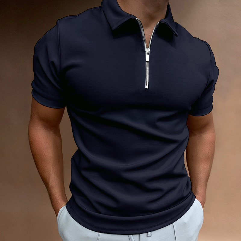 跨境2026夏季男式polo衫纯色短袖翻领t恤休闲合身上衣欧美男装5XL
