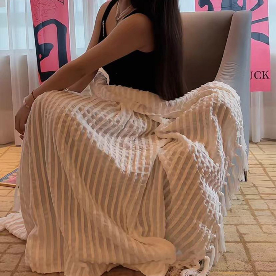 White Blanket Chenille Knitted Blanket Casual Shawl Cover Blanket Sofa Blanket Blanket Homestay Bed End Blanket