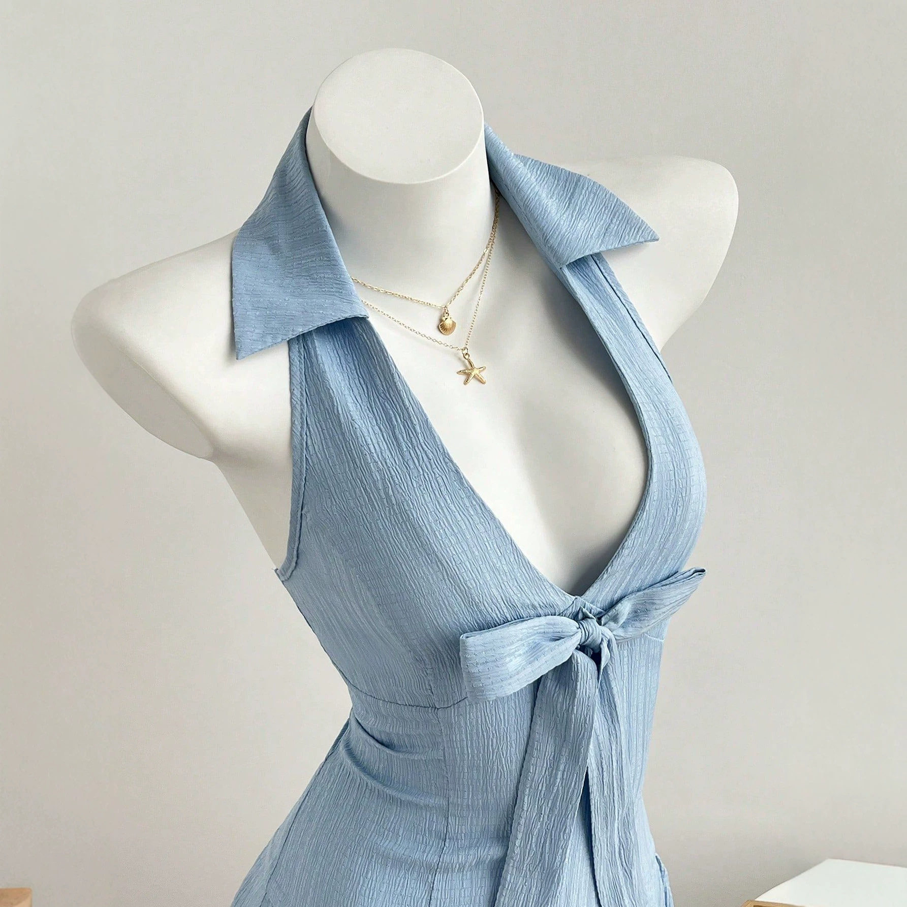 Summer Womens Short Dress V Neck Bow Tie Waist Defined Casual Wear for Parties or Outings Ready to Ship