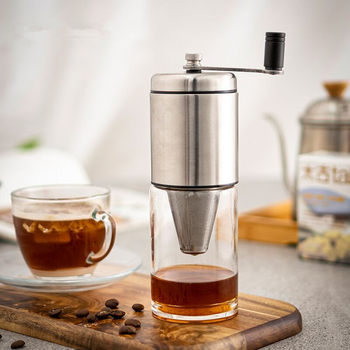Stainless steel hand coffee machine grinding brewing filter three-in-one portable manual coffee bean grinder washable