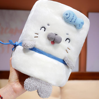 Cute Seal Flannel Blanket Internet Celebrity Little Seal Roll Blanket Office Nap Blanket Kidsren's Blanket Car Blanket