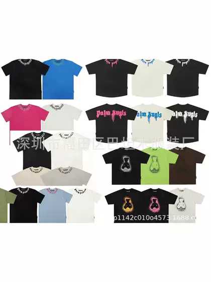Cross-Border European and American Trendy Brand Angel Letter Print Short-Sleeve T-Shirt for Men and Women, American High Street Style Half-Sleeve Shirt