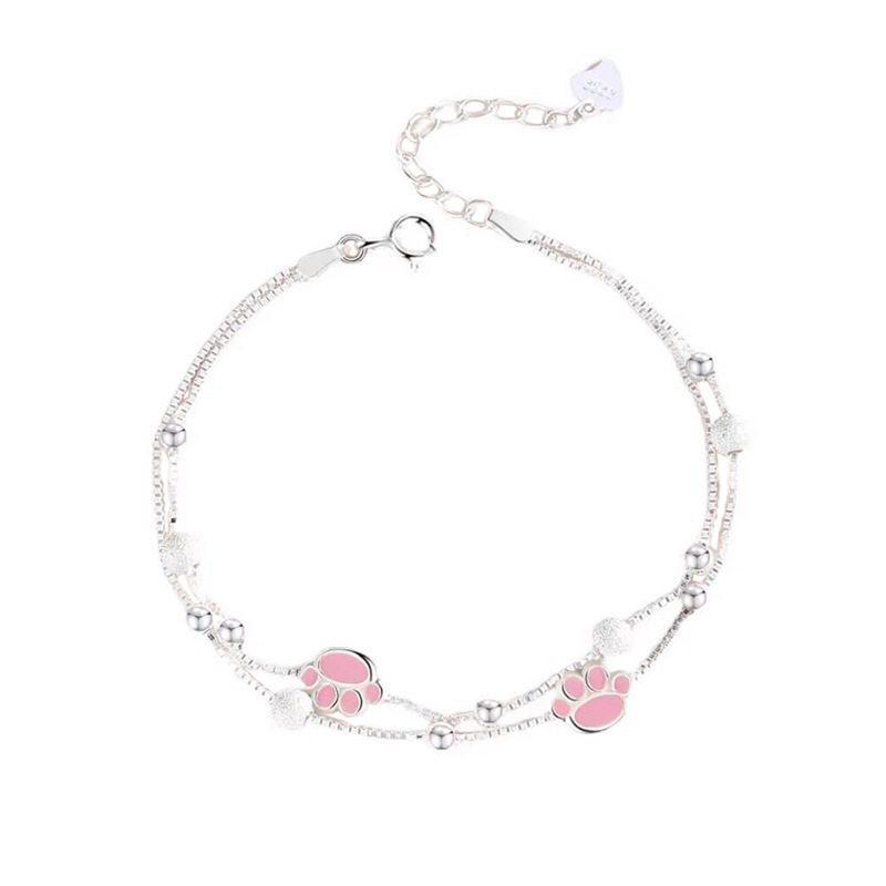 Pink Claw Claw Bracelet Women's New Girl's Heart Frosted Beads Light Luxury Bracelet Valentine's Day Gift for Girlfriend