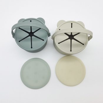 Silicone Bear snack cup portable out children snack cup with lid baby baby food Cup