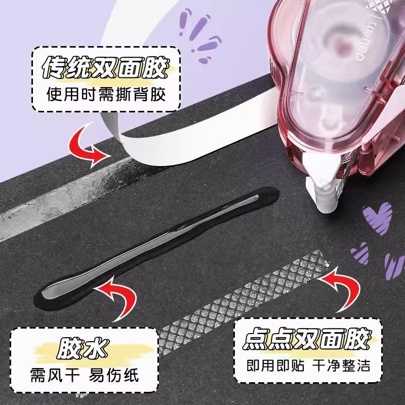 Deli Replaceable Core Dot Glue Dot-Shaped Double-Sided Tape Correction Tape Student Handbook Special Dot Glue Pen Tape