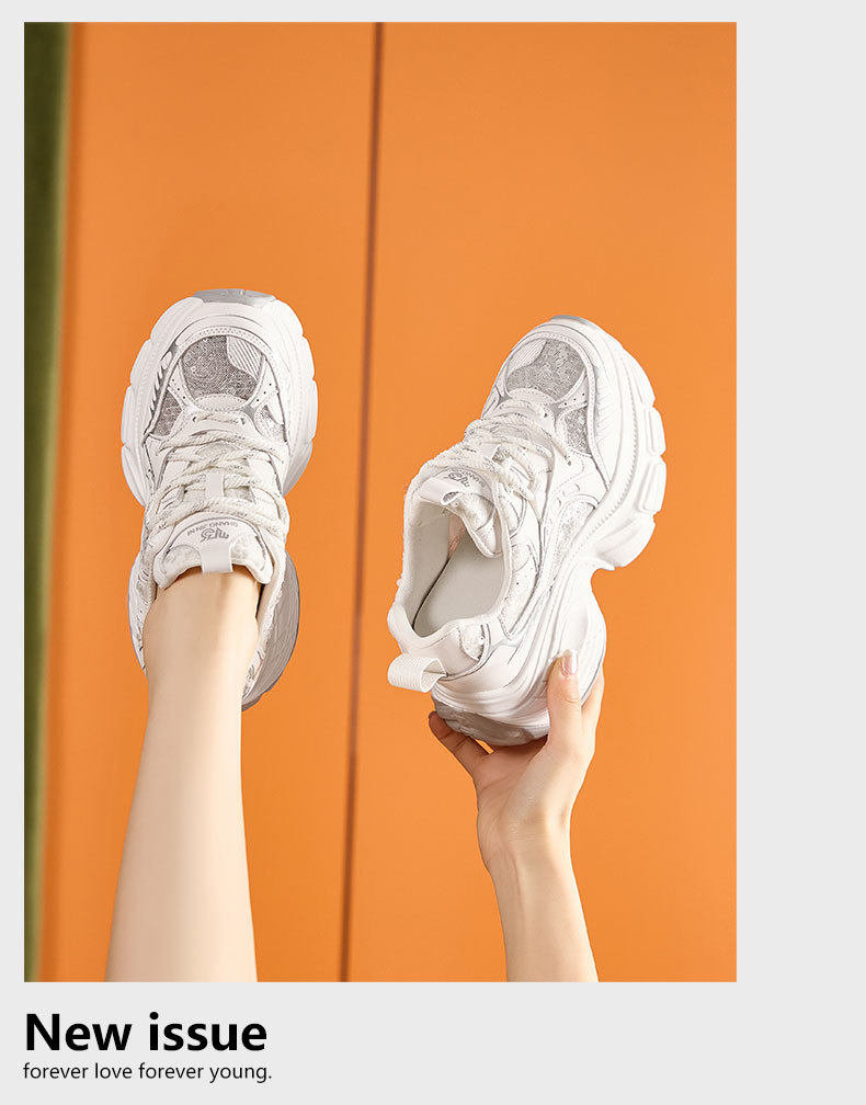 Dép sandal nữ quai chữ V đơn giản, đế wedge cao 8 cm, mũi tròn — Bạc, Trắng chi tiết 12