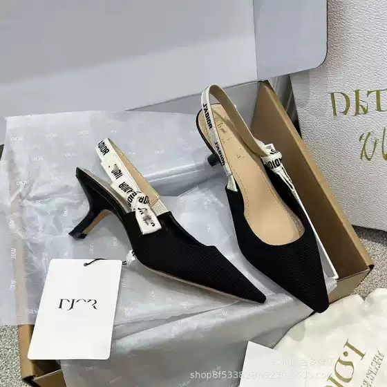 2024 New Model Dior-Style Pointed-Toe Stiletto Heels with Letter Straps, Elegant Women's High Heels, Shallow Mouth Single Shoes