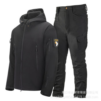 Factory-Supplied Ready-Made Cross-Border Sharkskin Soft Shell Warm and Windproof Three-In-One Men's Outdoor Breathable Jacket Jacket Suit
