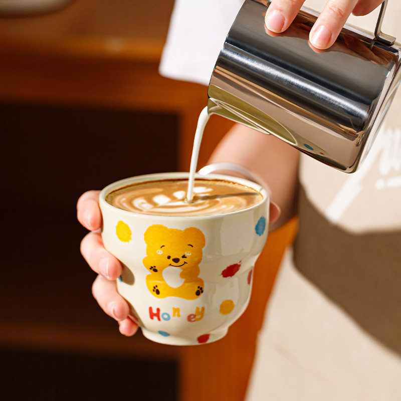 Underglaze Color Cute Tableware High-End Little Yellow Bear Dishes Household Ceramic Dishes Soup Bowl Water Cup Noodle Bowl Set