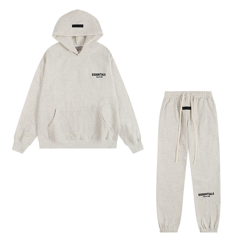 新款FEAR OF GOD ESSENTIALS植绒字母男女休闲宽松加绒连帽卫衣潮