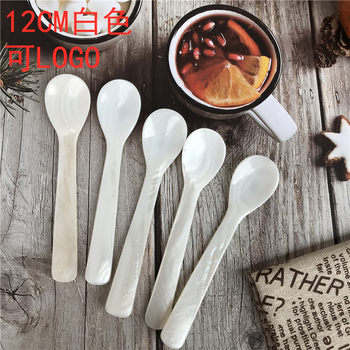 12CM white clam shell shell mask spoon hotel coffee spoon dessert ice cream caviar honey salt spoon