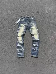 PURPLE-BRAND jeans American niche brand high street retro tie flower hole high elastic slim pants cross border