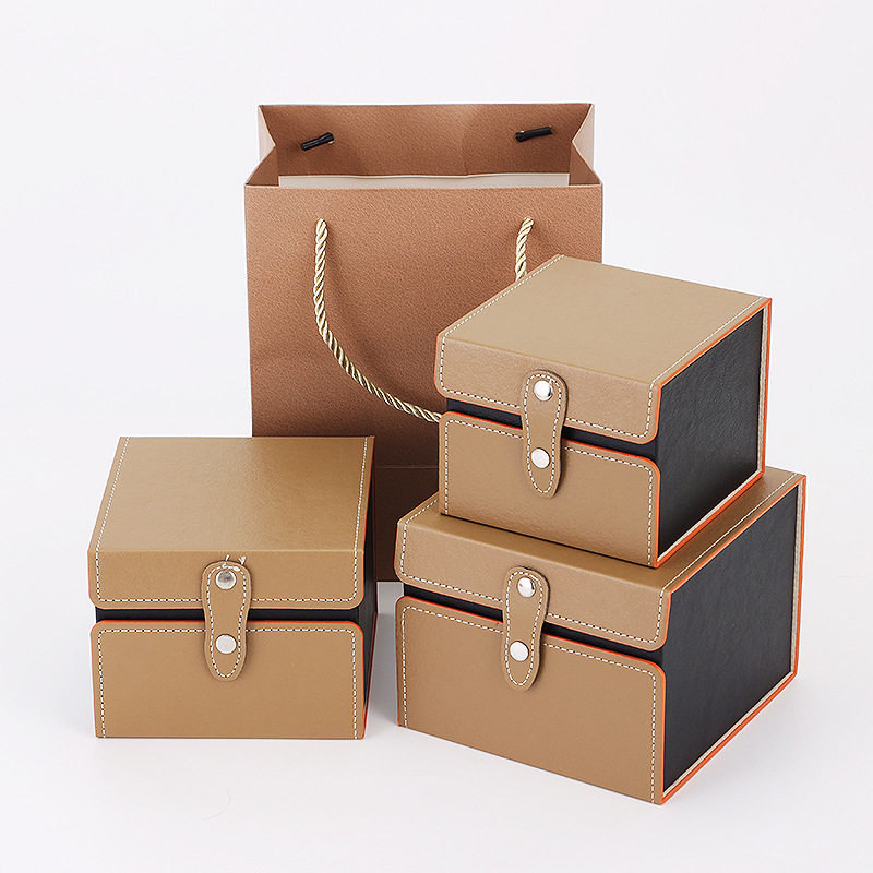 Leather Oil Edge Brocade Box Purple Sand Pot Master Tea Cup Silver Pot Packaging Empty Box Building Jade Handicraft Storage Gift Box