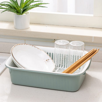 Double Layer Vegetable Washing Basin Drain Basket Household Plastic Vegetable Sieve Kitchen Multifunctional Fruit Basin Fruit Basket Wholesale Vegetable Washing Basket